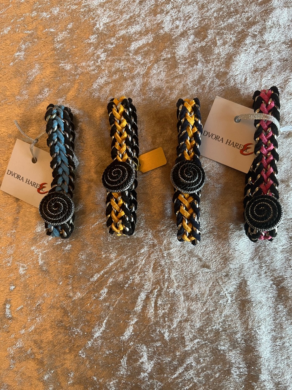 Boho Braided Suede and Link Button Cuffs